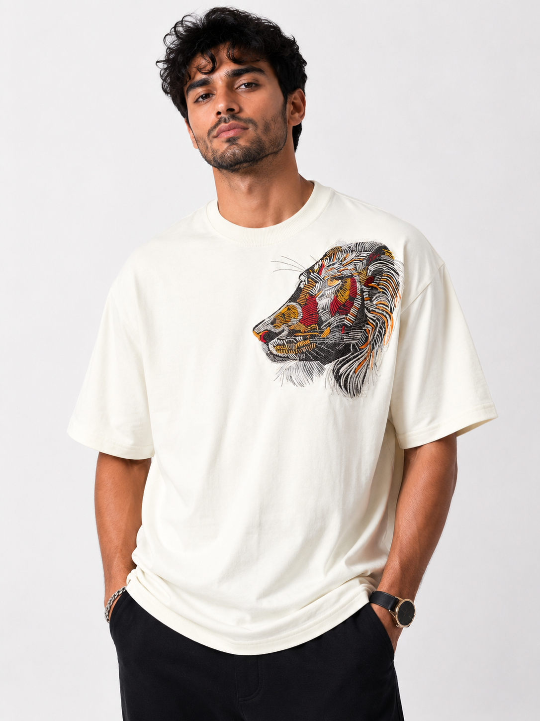 Lion Spirit Oversized Off-White T-Shirt