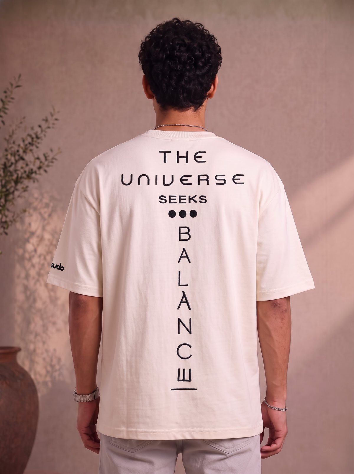 The Universe Seeks Balance Premium Embroidery T-Shirt