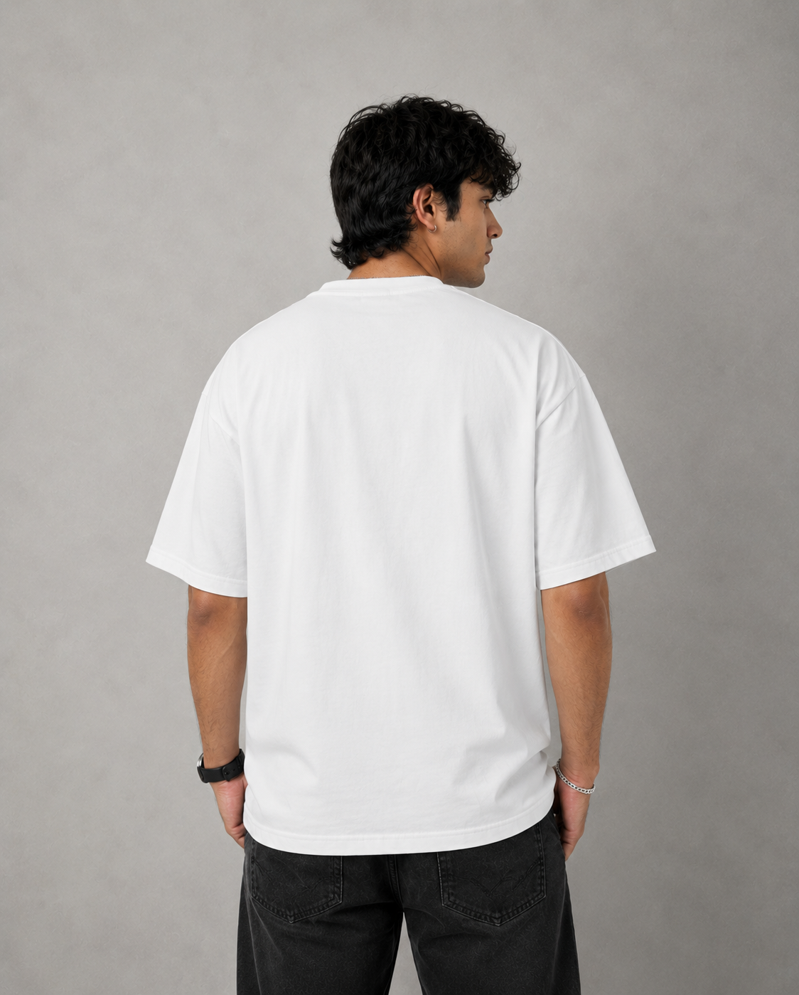Divine Gaze Embroidered Oversized T-Shirt – White