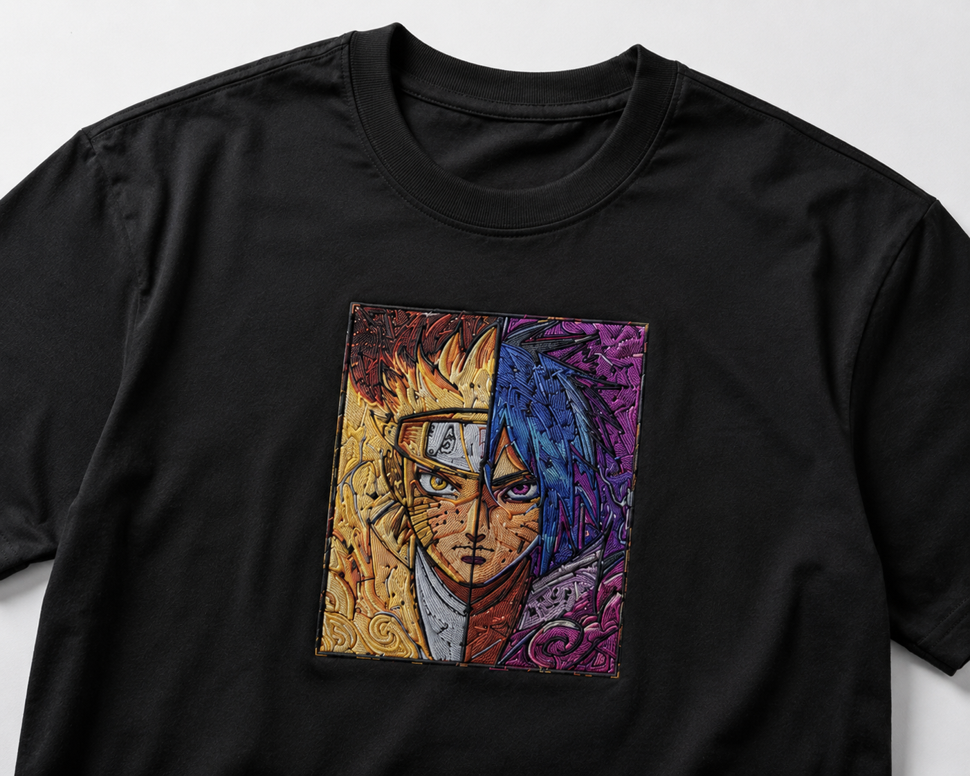Naruto vs Sasuke Oversized Black T-Shirt