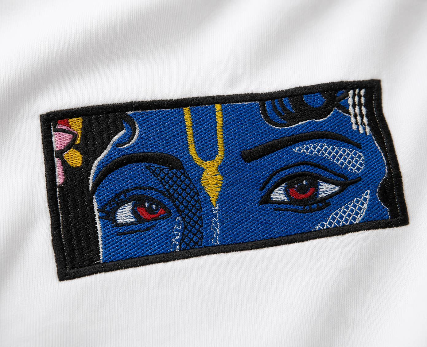 Divine Gaze Embroidered Oversized T-Shirt – White