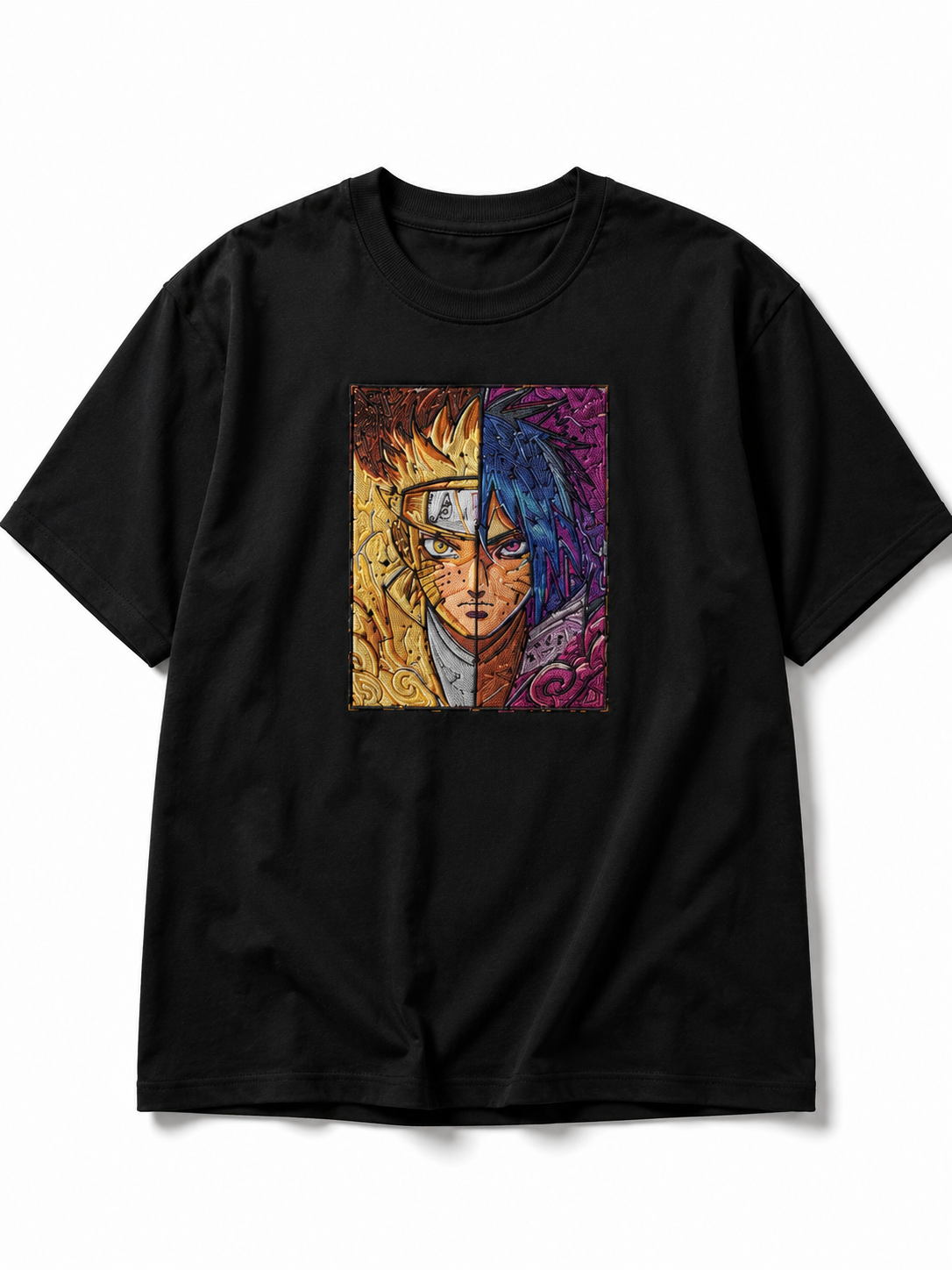 Naruto vs Sasuke Oversized Black T-Shirt