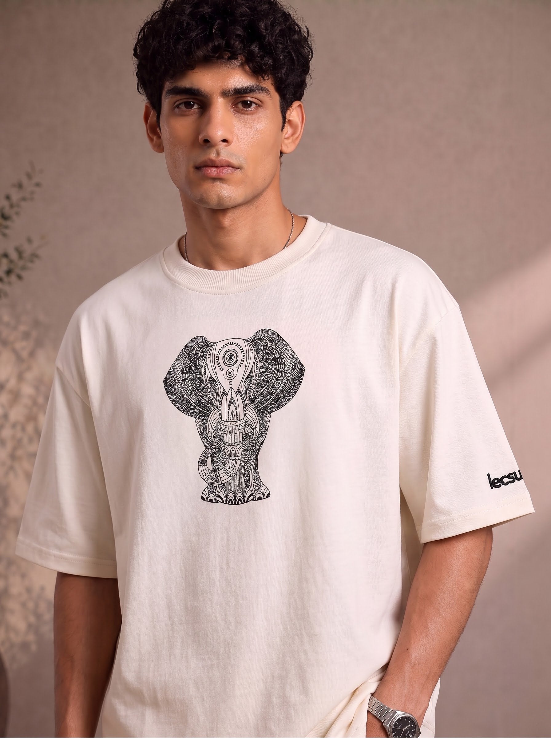 Gajanan Mandala Art Premium Embroidery T-Shirt