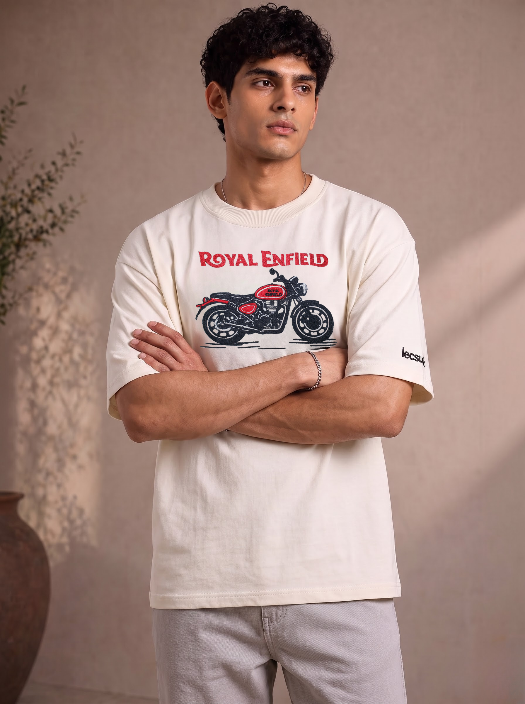 Royal Enfield Bullet Edition Premium Embroidered Oversized T-Shirt