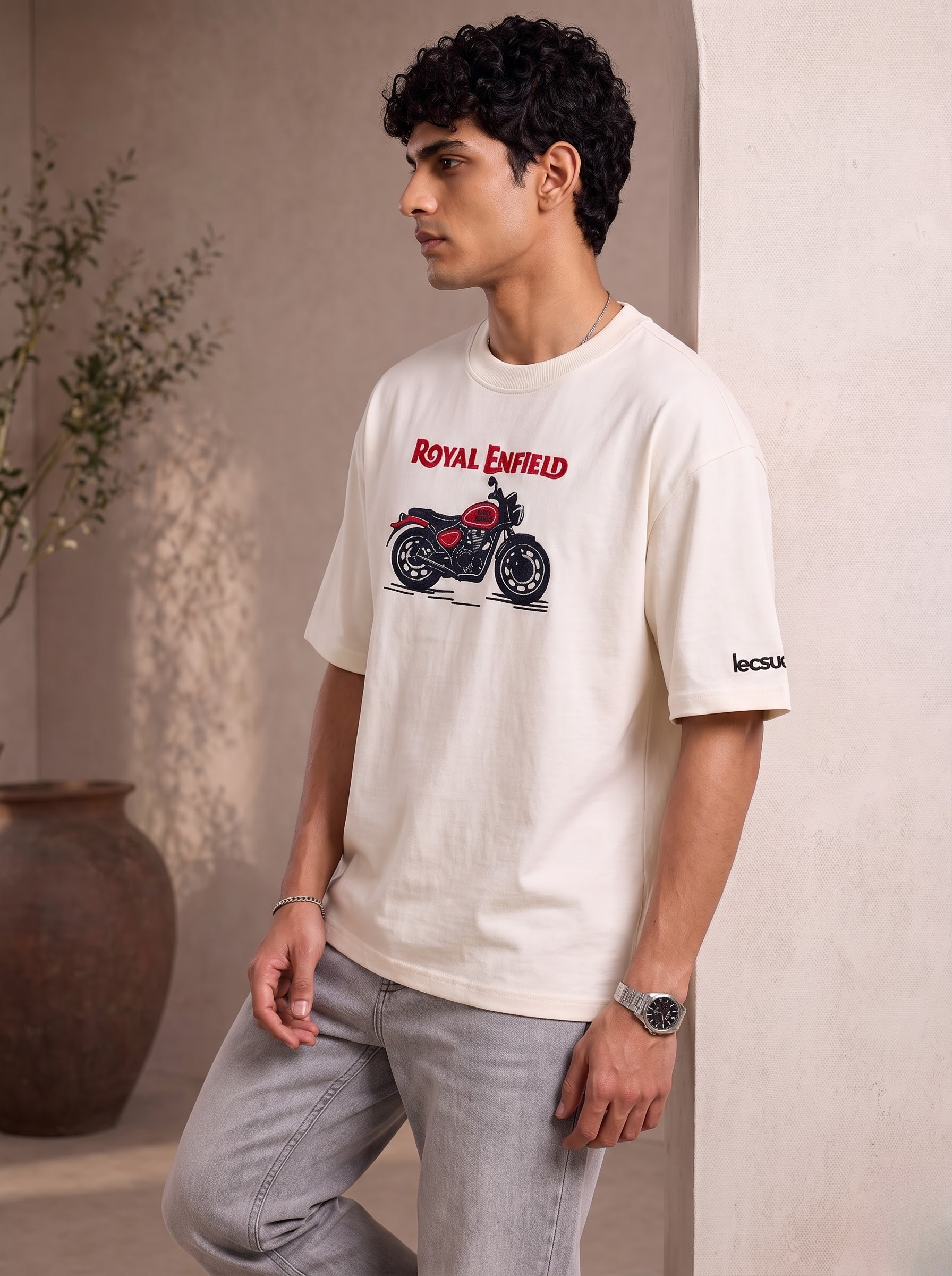 Royal Enfield Bullet Edition Premium Embroidered Oversized T-Shirt